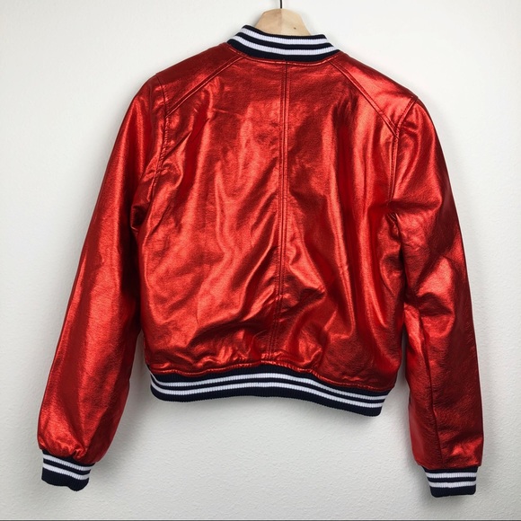 BLANK NYC Metallic Red Bomber Jacket - Picture 5 of 7